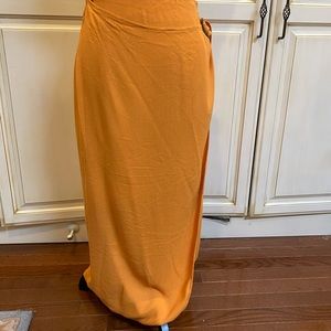 Theo Miles Size 8 Gold Long Wrap Skirt with Brown Buckle